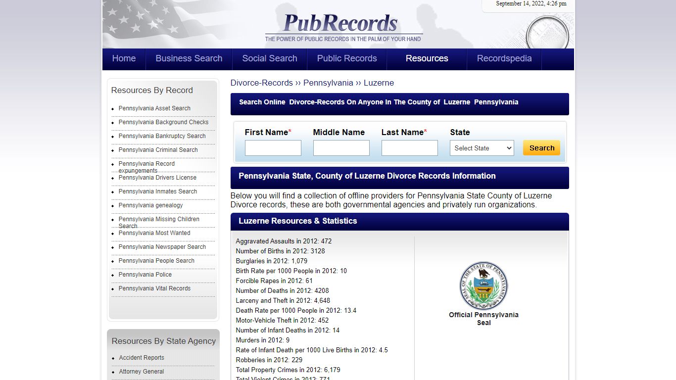 Luzerne County, Pennsylvania Divorce Records - Pubrecords.com